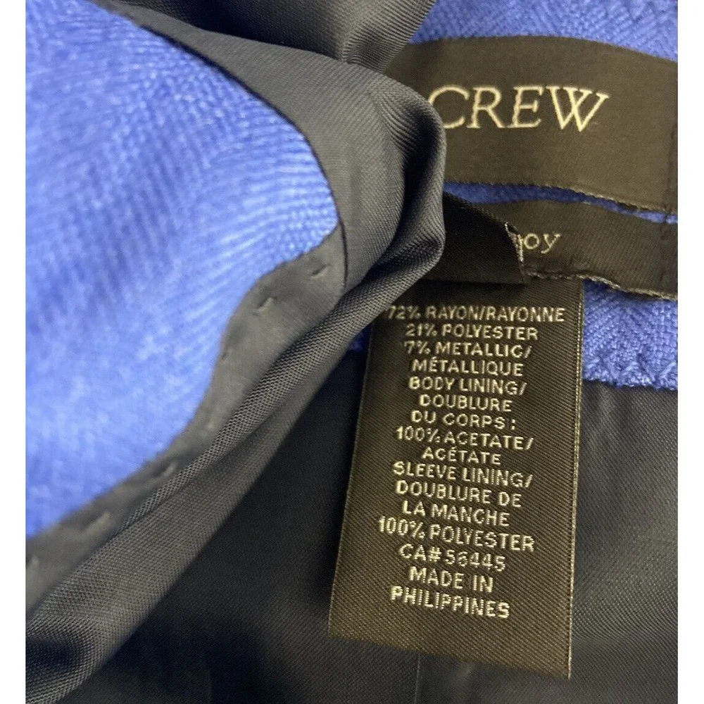 J. Crew Schoolboy Blazer 8 Med Blue Jacket 2 Button Pocket Lined Business Career